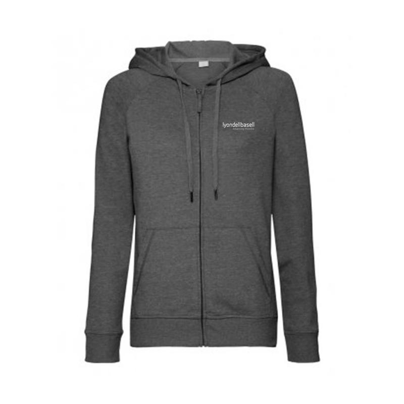 Ladies Zip Hooded Sweatshirt - Grey